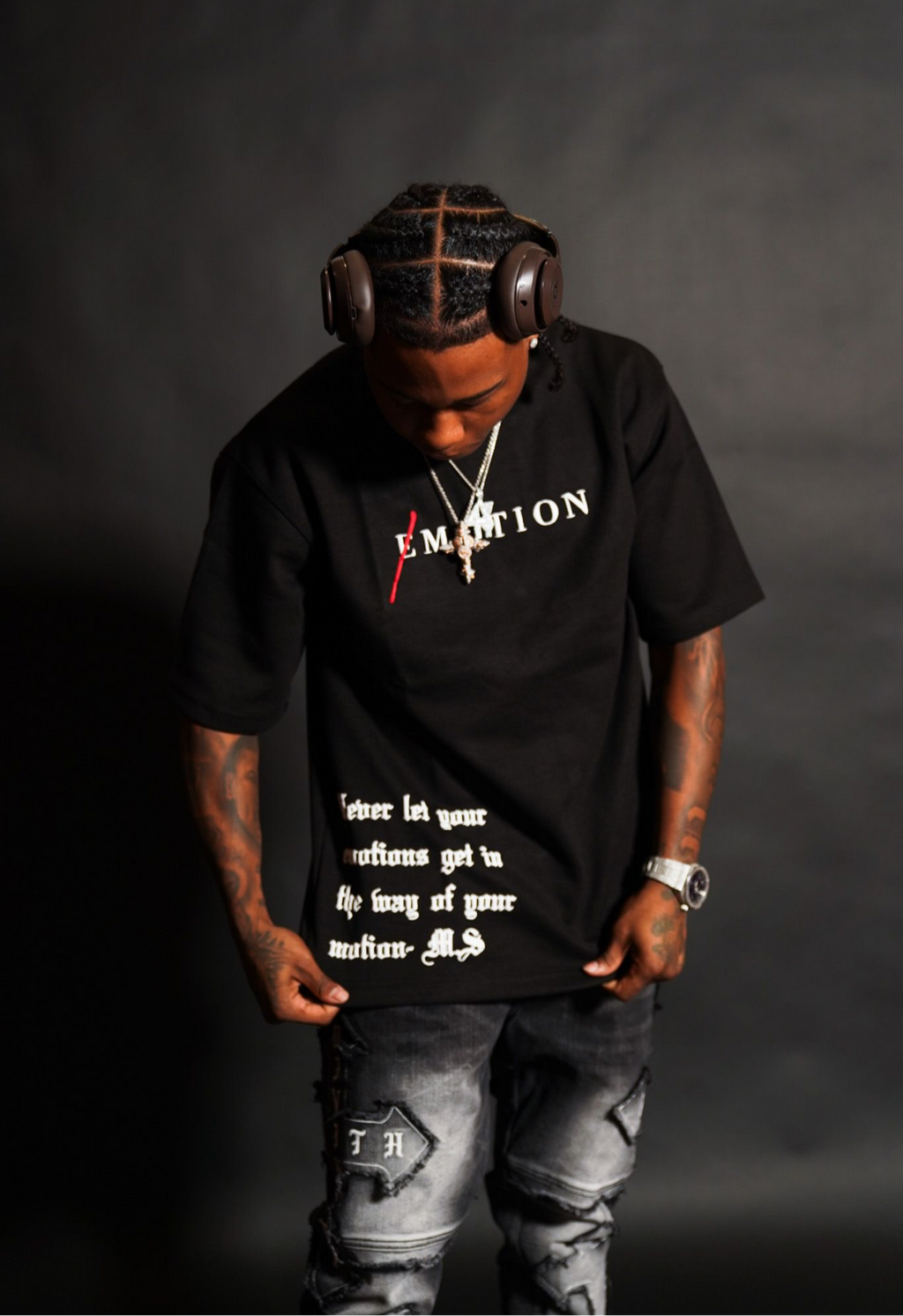 1k Emotion Tee W/ Emotion Quote; Plain Back